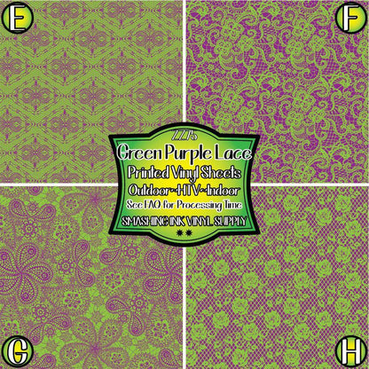 Green Purple Lace ★ Pattern Vinyl | Faux Leather | Sublimation (TAT 3 BUS DAYS)