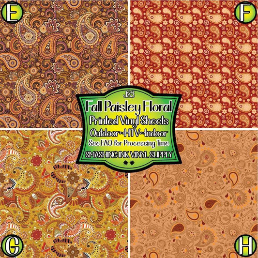 Fall Paisley Floral ★ Pattern Vinyl | Faux Leather | Sublimation (TAT 3 BUS DAYS)