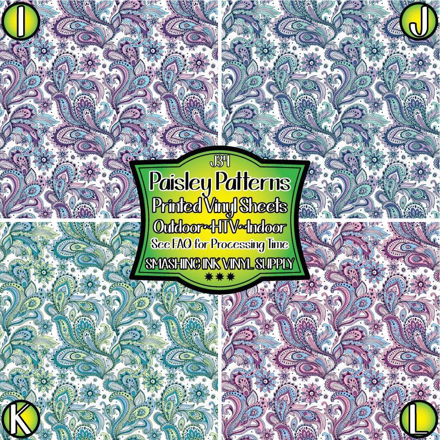 Paisley Floral Pattern ★ Pattern Vinyl | Faux Leather | Sublimation (TAT 3 BUS DAYS)