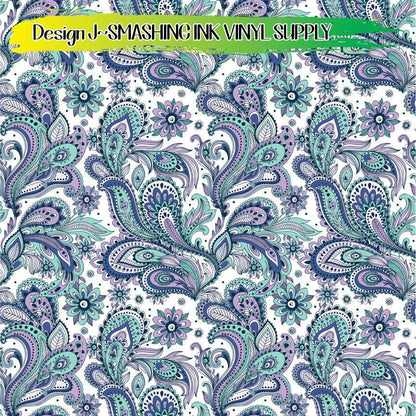 Paisley Floral Pattern ★ Pattern Vinyl | Faux Leather | Sublimation (TAT 3 BUS DAYS)