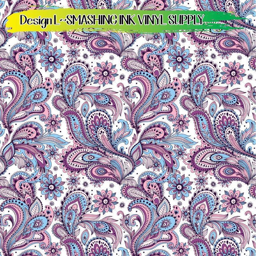 Paisley Floral Pattern ★ Pattern Vinyl | Faux Leather | Sublimation (TAT 3 BUS DAYS)