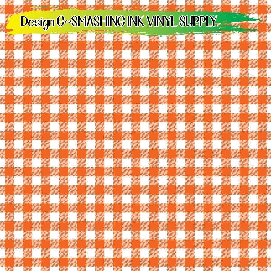 Orange Gingham Plaid ★ Pattern Vinyl | Faux Leather | Sublimation (TAT 3 BUS DAYS)