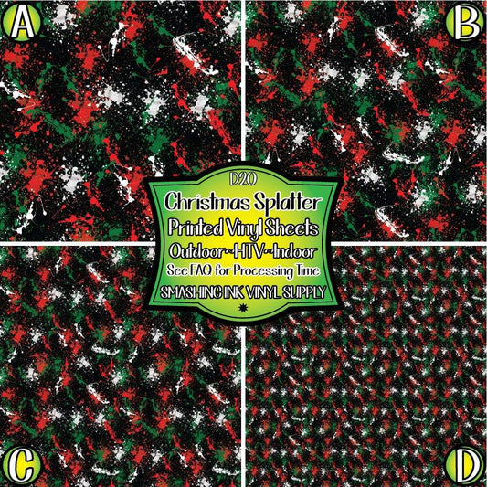 Christmas Splatter ★ Pattern Vinyl | Faux Leather | Sublimation (TAT 3 BUS DAYS)