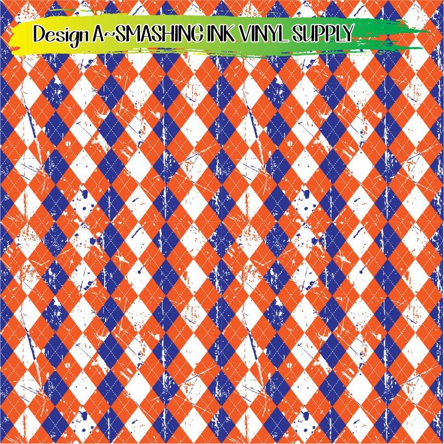 Blue Orange Plaid ★ Pattern Vinyl | Faux Leather | Sublimation (TAT 3 BUS DAYS)
