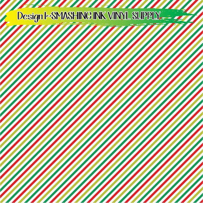Holiday Stripes ★ Pattern Vinyl | Faux Leather | Sublimation (TAT 3 BUS DAYS)