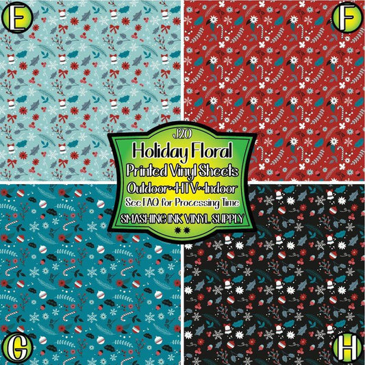 Holiday Floral ★ Pattern Vinyl | Faux Leather | Sublimation (TAT 3 BUS DAYS)