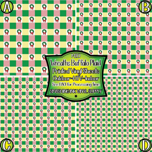 Wreaths Buffalo Plaid ★ Pattern Vinyl | Faux Leather | Sublimation (TAT 3 BUS DAYS)