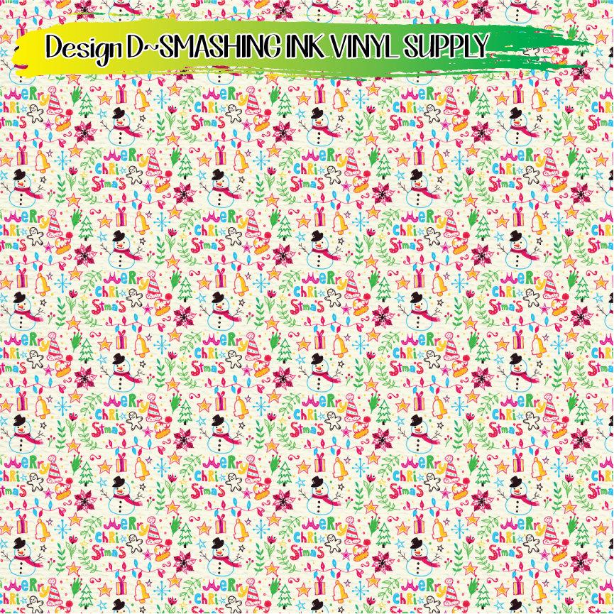 Christmas Drawing ★ Pattern Vinyl | Faux Leather | Sublimation (TAT 3 BUS DAYS)