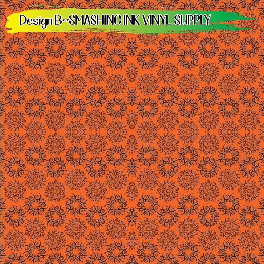 Navy Orange Pattern ★ Pattern Vinyl | Faux Leather | Sublimation (TAT 3 BUS DAYS)