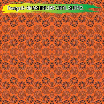 Navy Orange Pattern ★ Printed Vinyl Sheets | Faux Leather | Laser Safe