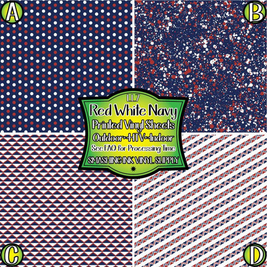 Red White Navy ★ Pattern Vinyl | Faux Leather | Sublimation (TAT 3 BUS DAYS)