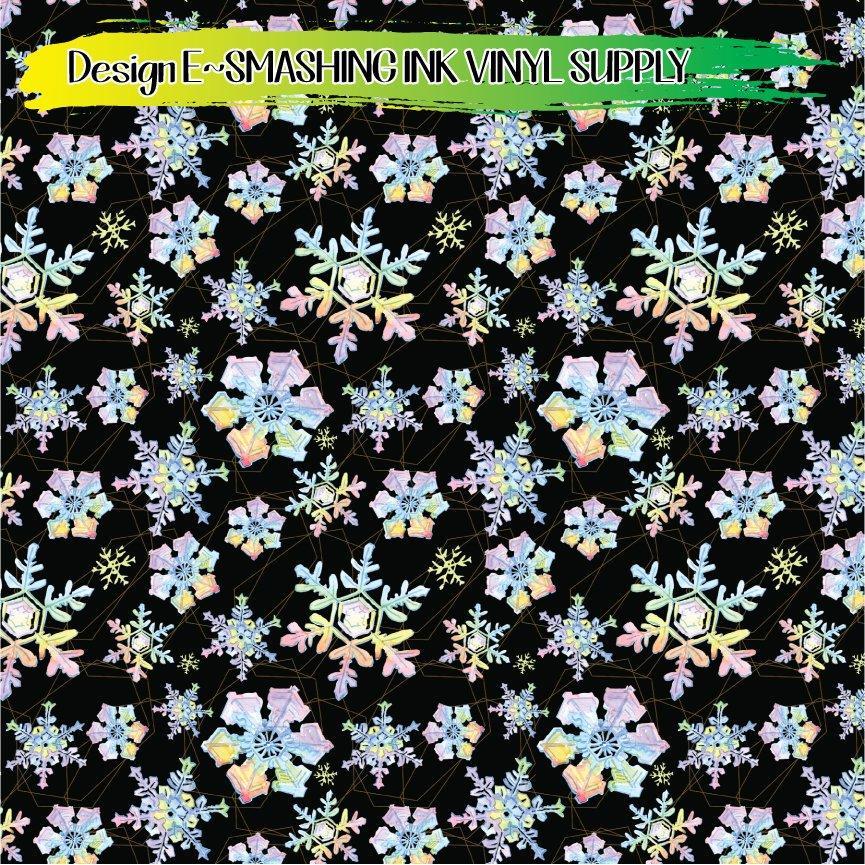 Rainbow Watercolor Snowflakes ★ Pattern Vinyl | Faux Leather | Sublimation (TAT 3 BUS DAYS)