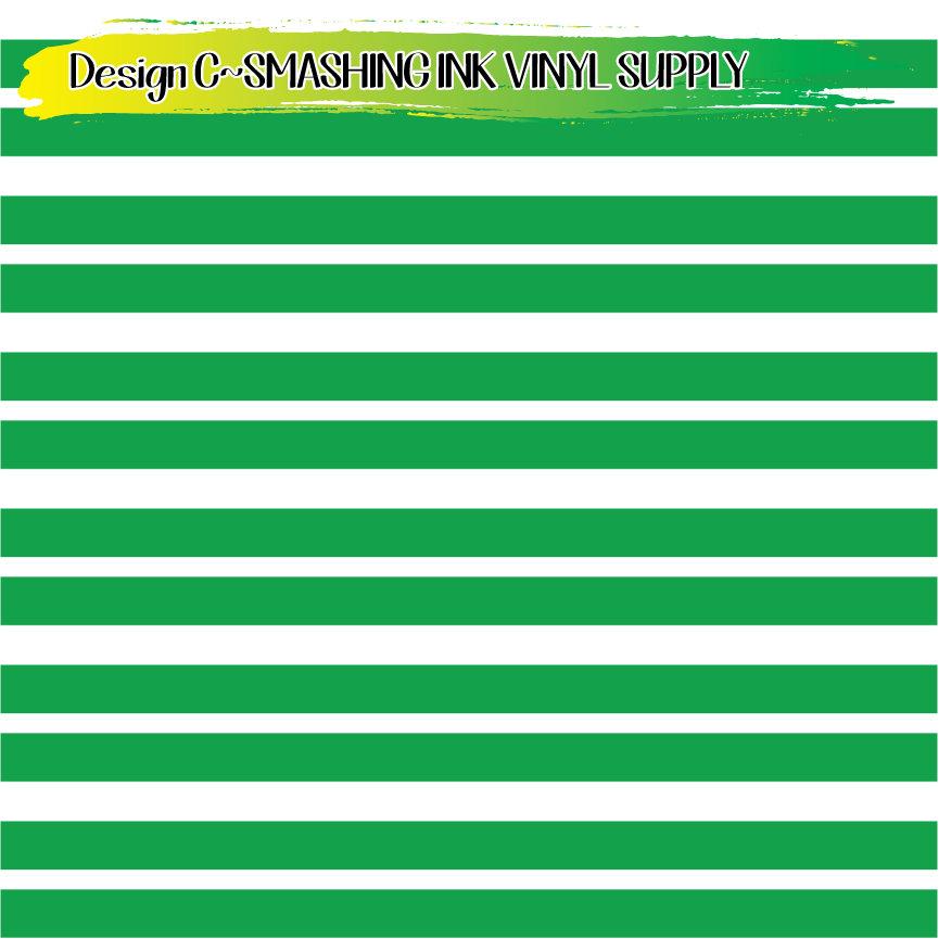 Green White Stripes ★ Pattern Vinyl | Faux Leather | Sublimation (TAT 3 BUS DAYS)