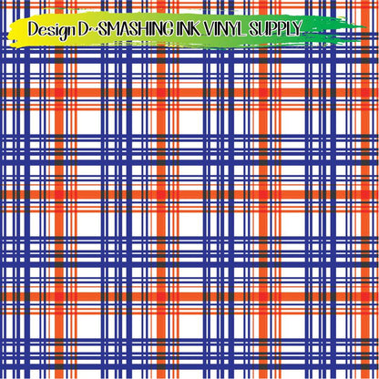 Blue Orange Plaid ★ Pattern Vinyl | Faux Leather | Sublimation (TAT 3 BUS DAYS)