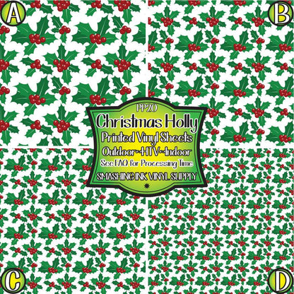 Christmas Holly ★ Pattern Vinyl | Faux Leather | Sublimation (TAT 3 BUS DAYS)