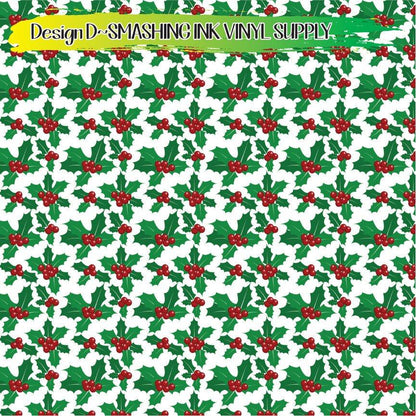 Christmas Holly ★ Pattern Vinyl | Faux Leather | Sublimation (TAT 3 BUS DAYS)