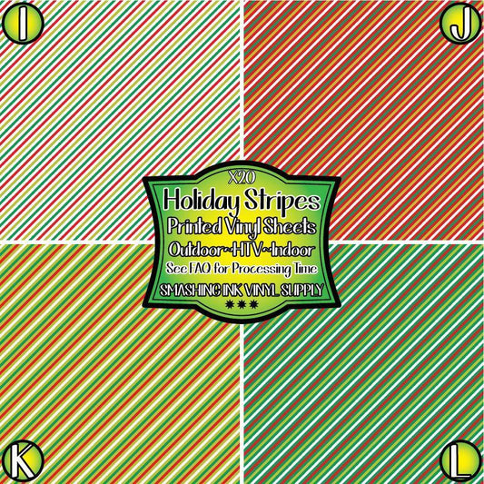 Holiday Stripes ★ Pattern Vinyl | Faux Leather | Sublimation (TAT 3 BUS DAYS)