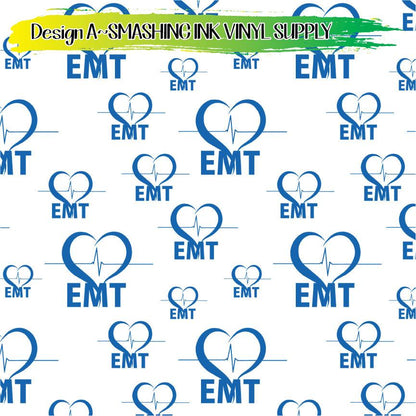 EMT Heart ★ Pattern Vinyl | Faux Leather | Sublimation (TAT 3 BUS DAYS)