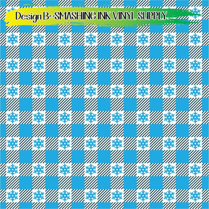 Snowflake Buffalo Plaid ★ Pattern Vinyl | Faux Leather | Sublimation (TAT 3 BUS DAYS)