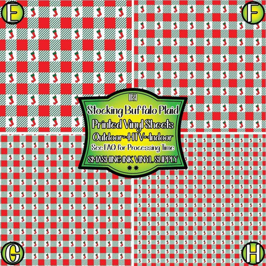 Stocking Buffalo Plaid ★ Pattern Vinyl | Faux Leather | Sublimation (TAT 3 BUS DAYS)