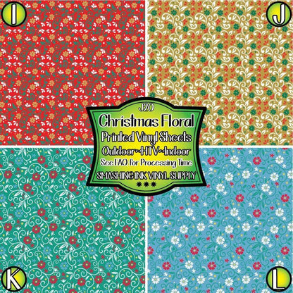 Christmas Floral ★ Pattern Vinyl | Faux Leather | Sublimation (TAT 3 BUS DAYS)
