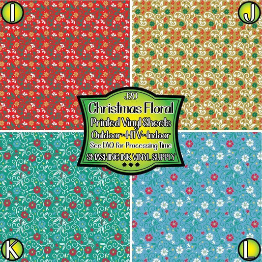 Christmas Floral ★ Pattern Vinyl | Faux Leather | Sublimation (TAT 3 BUS DAYS)