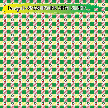 Wreaths Buffalo Plaid ★ Pattern Vinyl | Faux Leather | Sublimation (TAT 3 BUS DAYS)
