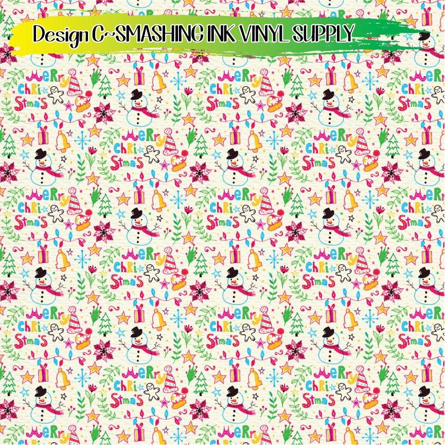 Christmas Drawing ★ Pattern Vinyl | Faux Leather | Sublimation (TAT 3 BUS DAYS)