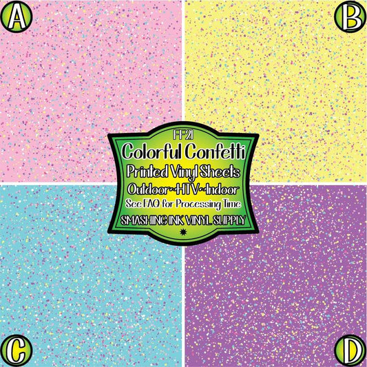Colorful Confetti ★ Printed Vinyl Sheets | Faux Leather | Laser Safe