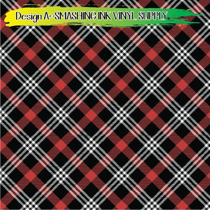 Black Red Plaid ★ Pattern Vinyl | Faux Leather | Sublimation (TAT 3 BUS DAYS)