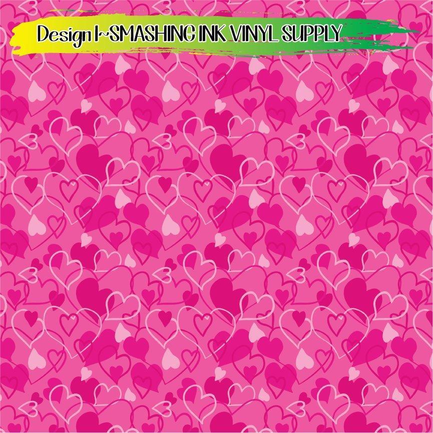 Pink Heart Pattern ★ Pattern Vinyl | Faux Leather | Sublimation (TAT 3 BUS DAYS)