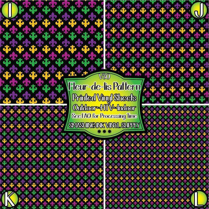 Fleur-de-lis Mardi Gras ★ Pattern Vinyl | Faux Leather | Sublimation (TAT 3 BUS DAYS)