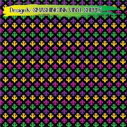 Fleur-de-lis Mardi Gras ★ Pattern Vinyl | Faux Leather | Sublimation (TAT 3 BUS DAYS)