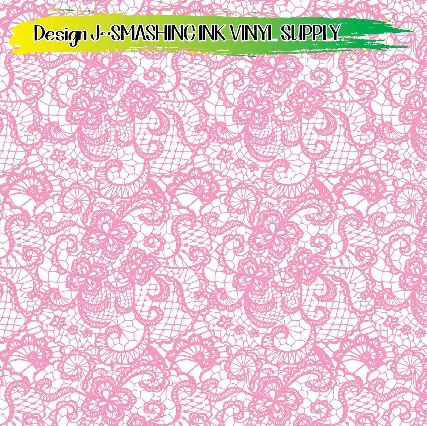 Pink White Lace ★ Pattern Vinyl | Faux Leather | Sublimation (TAT 3 BUS  DAYS)