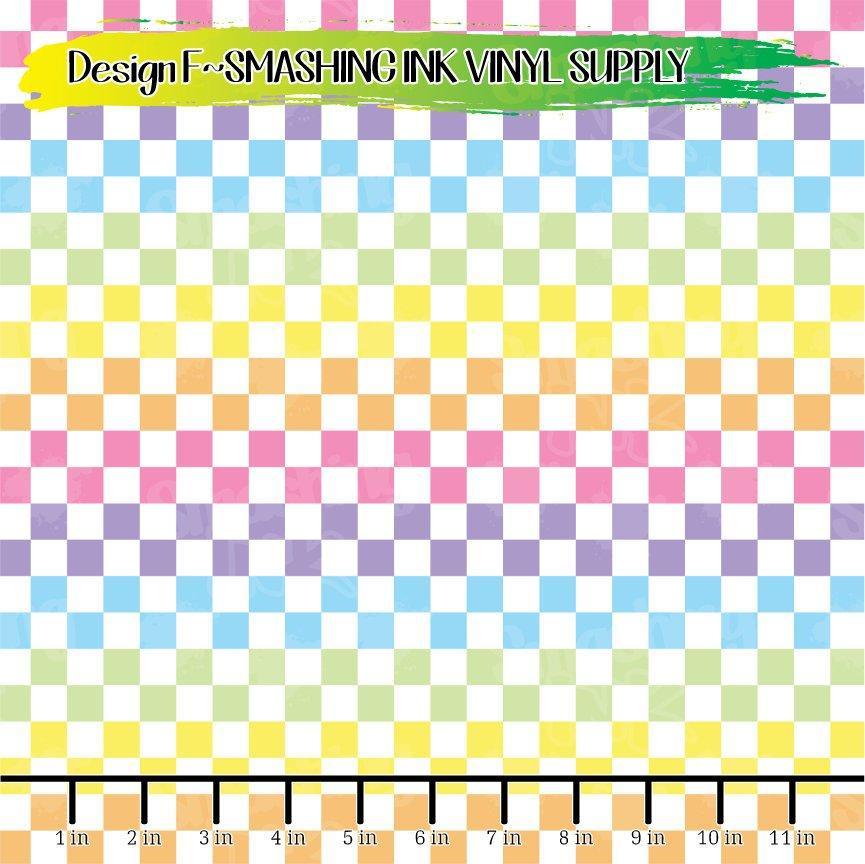 Rainbow Checker ★ Pattern Vinyl | Faux Leather | Sublimation (TAT 3 BUS DAYS)