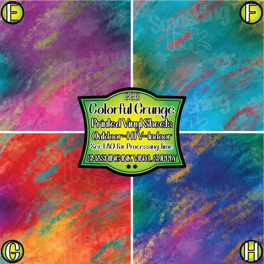 Colorful Grunge ★ Pattern Vinyl | Faux Leather | Sublimation (TAT 3 BUS DAYS)