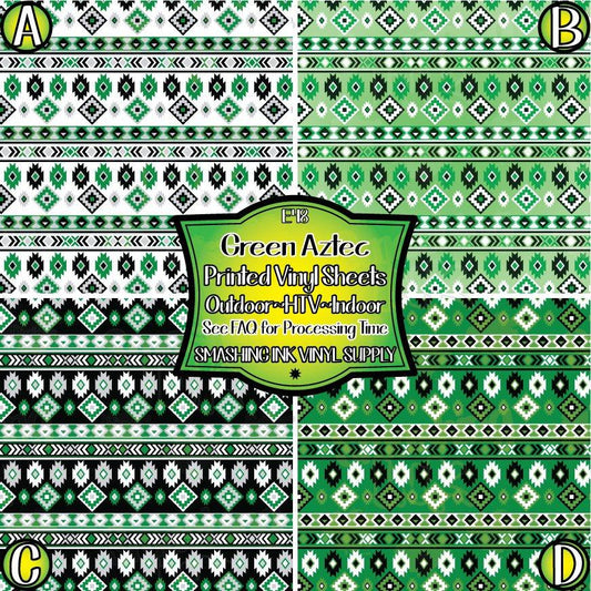 Green Aztec ★ Pattern Vinyl | Faux Leather | Sublimation (TAT 3 BUS DAYS)