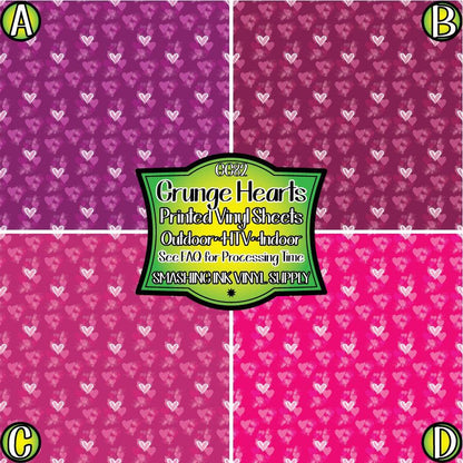 Grunge Hearts ★ Pattern Vinyl | Faux Leather | Sublimation (TAT 3 BUS DAYS)