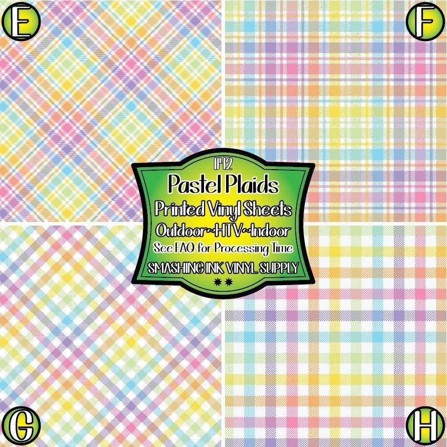 Pastel Rainbow Plaid ★ Pattern Vinyl | Faux Leather | Sublimation (TAT 3 BUS DAYS)