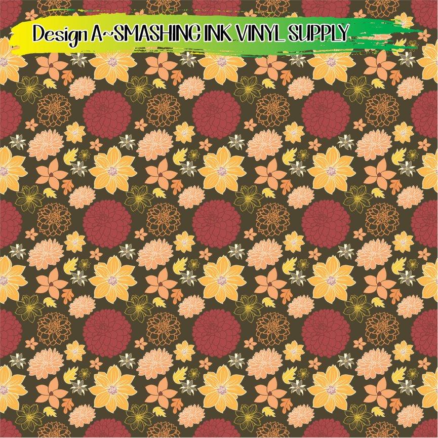 Floral Dahlia ★ Pattern Vinyl | Faux Leather | Sublimation (TAT 3 BUS DAYS)