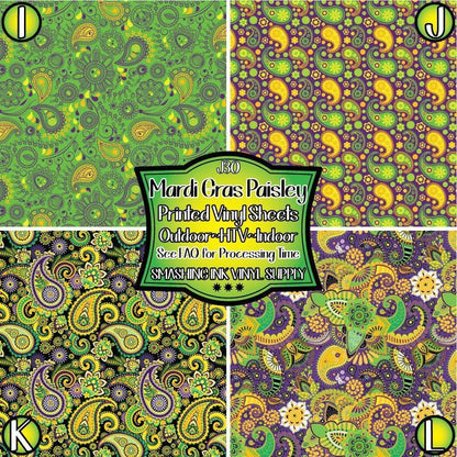 Mardi Gras Paisley ★ Pattern Vinyl | Faux Leather | Sublimation (TAT 3 BUS DAYS)