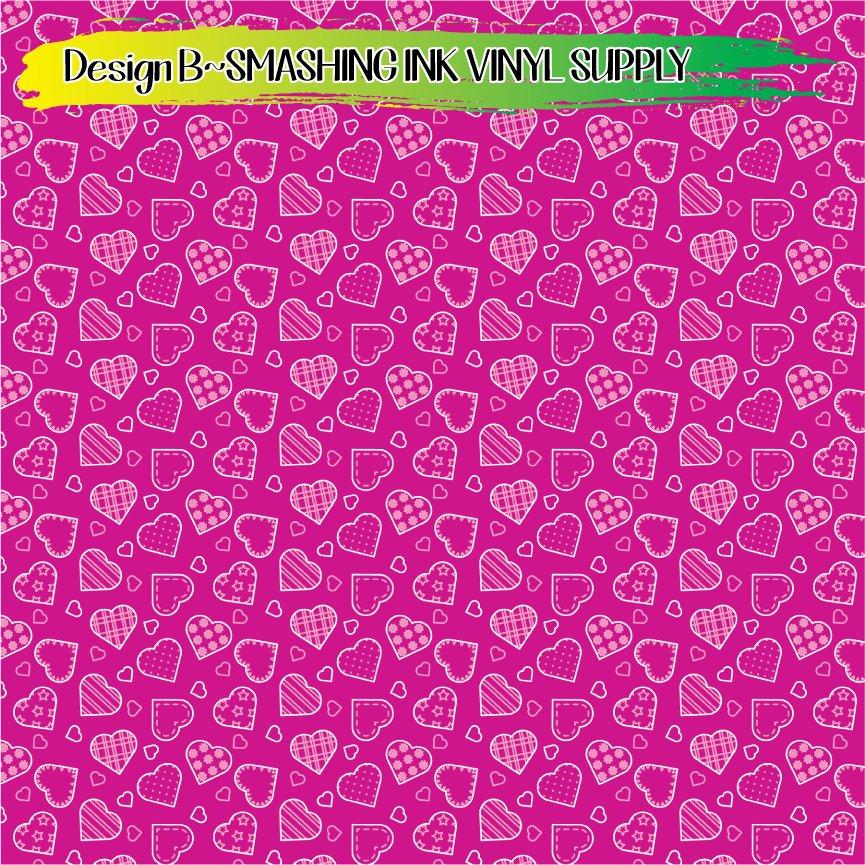 Heart Doodles Pattern ★ Pattern Vinyl | Faux Leather | Sublimation (TAT 3 BUS DAYS)