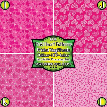 Pink Heart Pattern ★ Pattern Vinyl | Faux Leather | Sublimation (TAT 3 BUS DAYS)