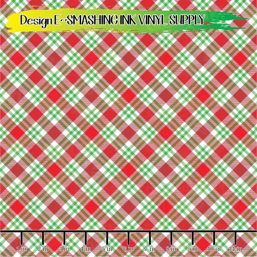 Red Green White Plaid ★ Pattern Vinyl | Faux Leather | Sublimation (TAT 3 BUS DAYS)