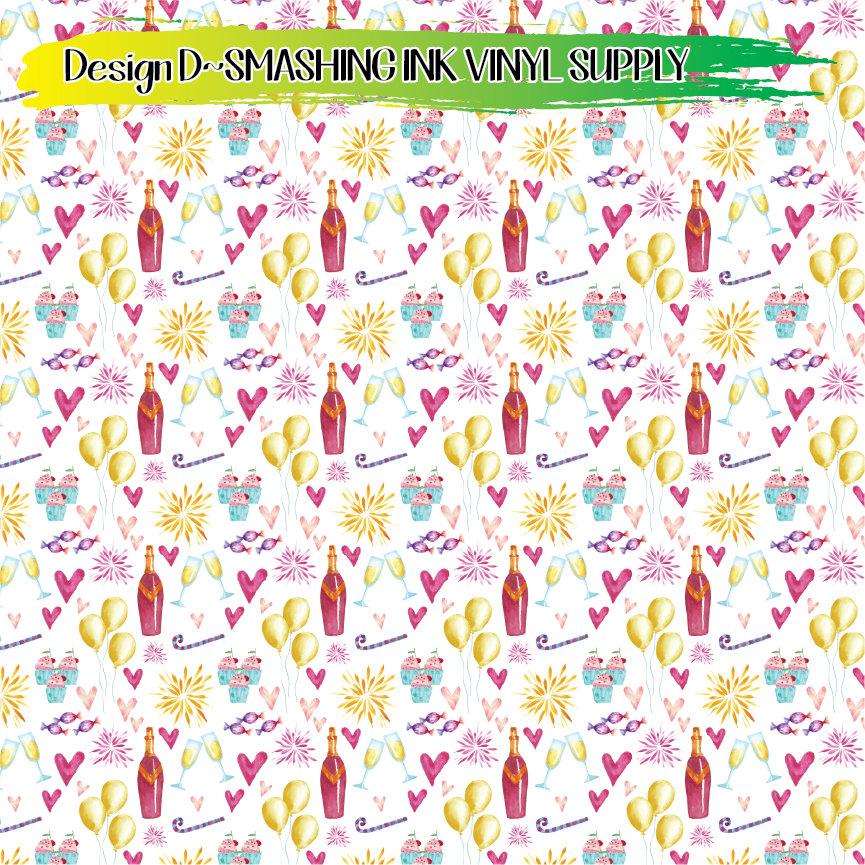 Watercolor New Years Pattern ★ Laser Safe Adhesive Film (TAT 3 BUS DAYS)