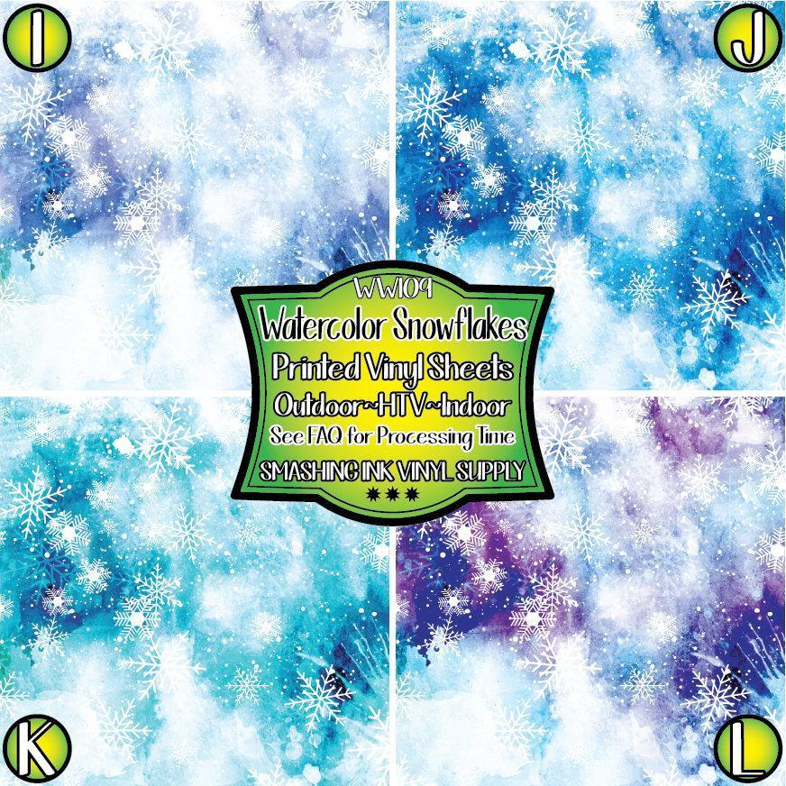 Watercolor Snowflakes ★ Pattern Vinyl | Faux Leather | Sublimation (TAT 3 BUS DAYS)