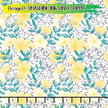 Teal Grey Yellow ★ Pattern Vinyl | Faux Leather | Sublimation (TAT 3 BUS DAYS)