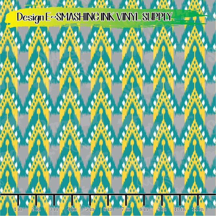 Teal Yellow Grey ★ Pattern Vinyl | Faux Leather | Sublimation (TAT 3 BUS DAYS)