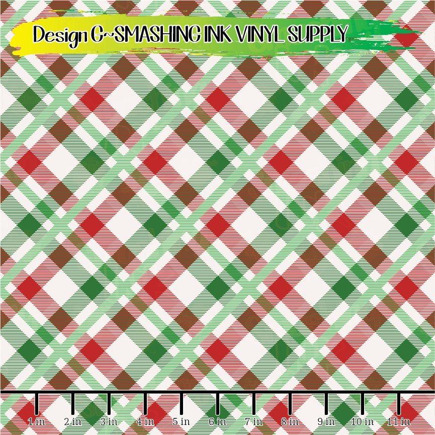 Red Green White Plaid ★ Pattern Vinyl | Faux Leather | Sublimation (TAT 3 BUS DAYS)