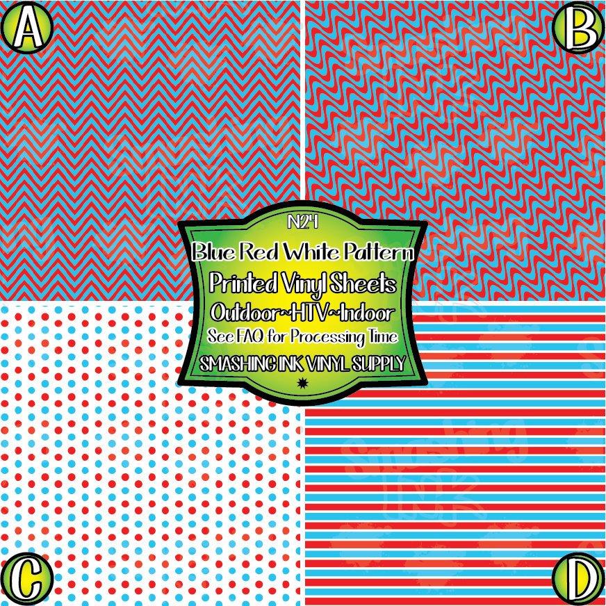 Red White Blue Patterns ★ Pattern Vinyl | Faux Leather | Sublimation (TAT 3 BUS DAYS)